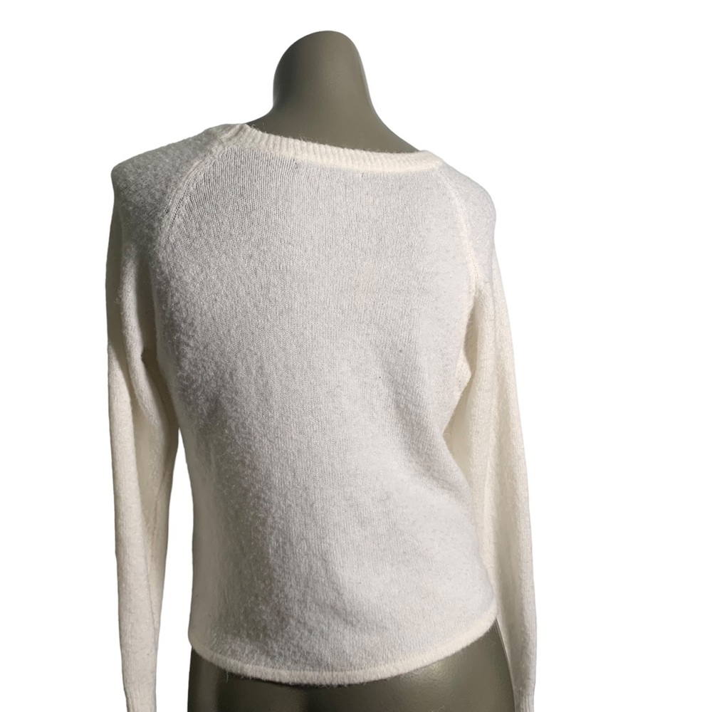 Olivaceous white women’s soft sweater L long sleeve tie front scoop neck fitted - Picture 5 of 13